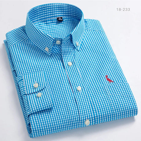 New 2021 camisas Spring Autumn Shirts High Quality Men's Plaid Cotton Button Collar Formal Long Sleeve Men's resevaed