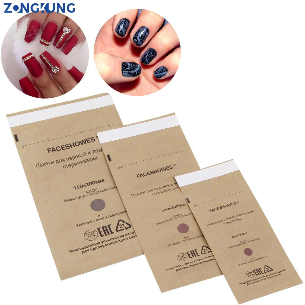 50/100Pcs Disposable Manicure Pouch Disinfectant Gel Equipment Sterilization Crimper Nailart Tools  Sterilizer Disinfection Bag