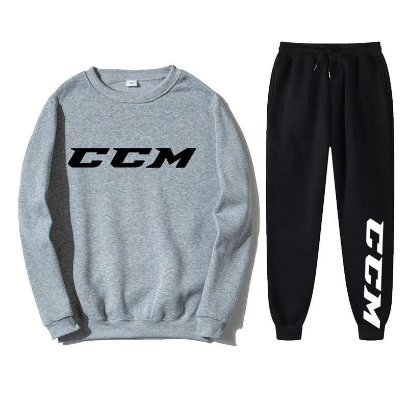 Men's Tracksuit Set Hoodie + Pants Spring Autumn Winter Fleece Warm Sportwear CCM Streetwear Suit Men Clothing