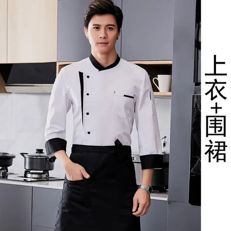 Restaurant Chef Jacket Top Long short Sleeve Hotel Cafe Kitchen Work Wear Bakery Cooking Tops Fast Food Chef Uniform for men