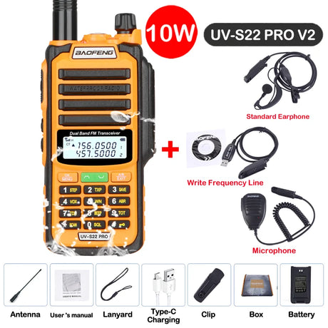 Baofeng UV S22 PRO V2 IP68 Walkie Talkie Waterproof Dual Band 136-174/400-520MHz Ham Radio Upgraded Of UV9R UV5R Pro 50KM Range