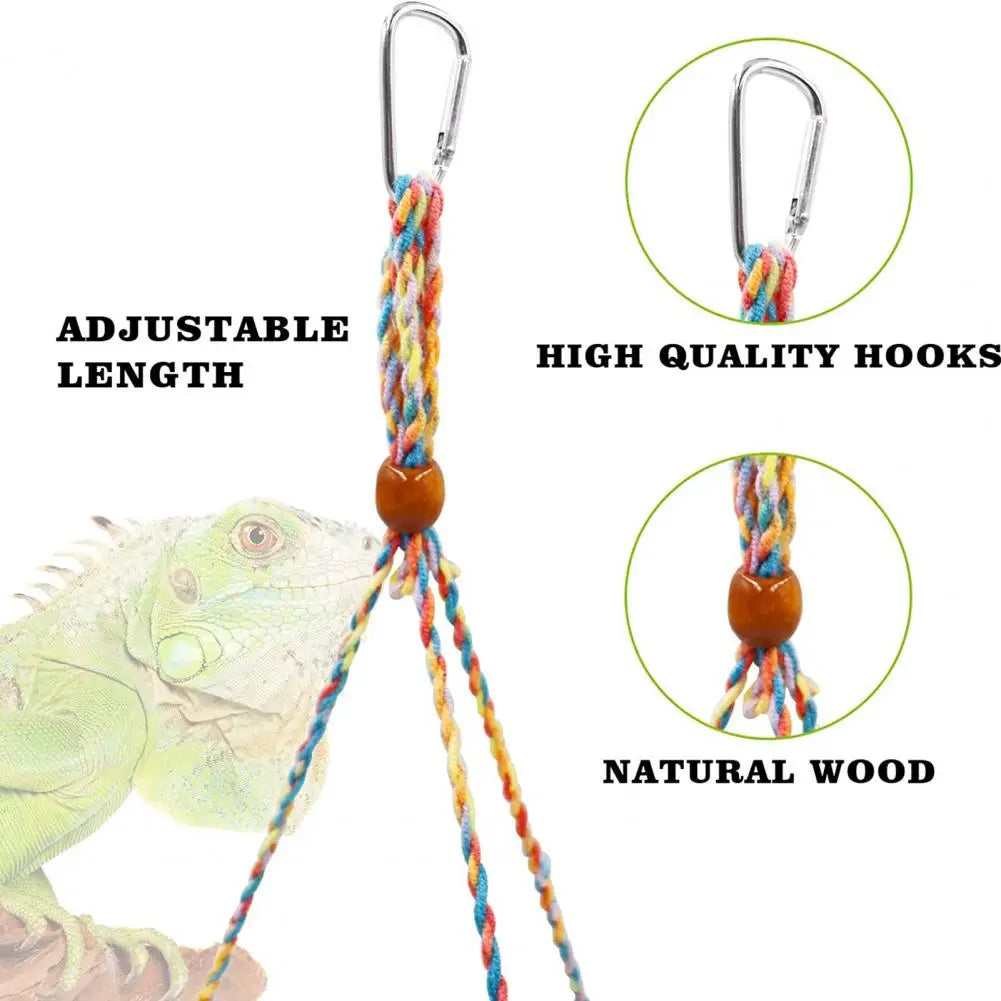 Reptile Hammock Hand Woven Strong Load-bearing Gecko Lizard Swing Toy Round Bearded Dragon Swing Hanging Bed Cage Accessories