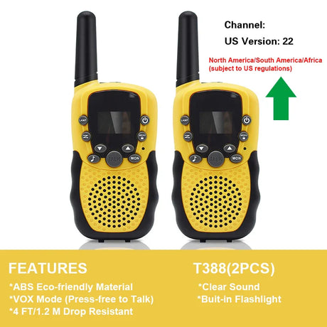 T388 Walkie Talkie Children Radio Receiver Walkie Talkie Toy Kids Birthday Gift Child Toys for Boys Girls 3 Km Hand-held 2Pcs