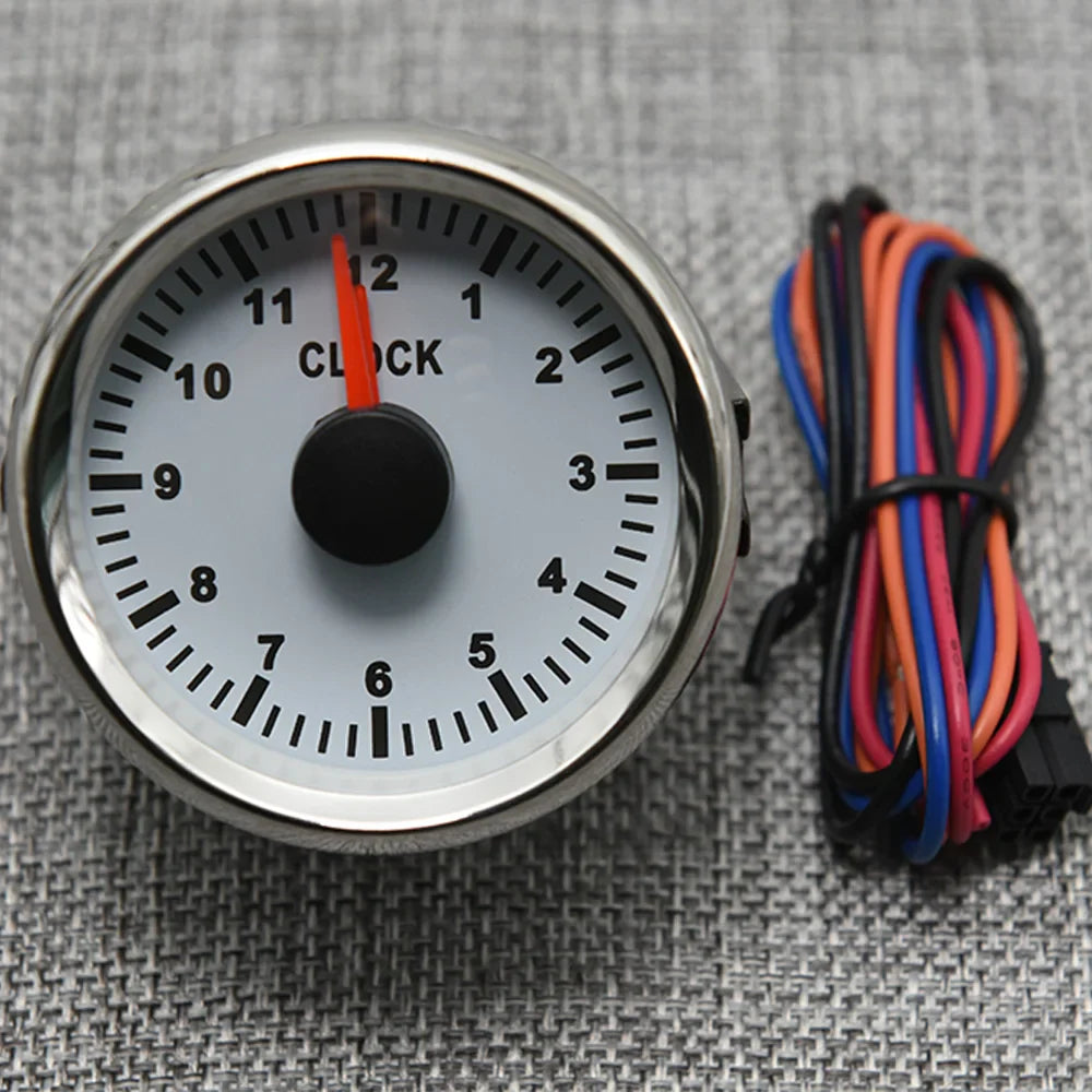 0-12 Hours HourMeters 2" 52mm Clock Gauges with Red Backlight Instrument Show Clock Meters for Car Boat Yacht RV 9-32V