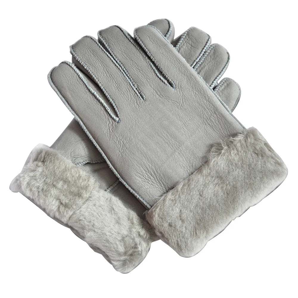 Natural Sheepskin Gloves for Men Winter Warmth Fur Integrated Thicken Outdoor Windproof Cycling Gloves Men's Sheepskin Перчатки