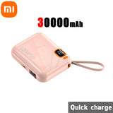 Xiaomi Power Bank 100W Fast Charging Built-in Cord Portable Power Bank 30000mAh Large Capacity External Battery Free Shipping