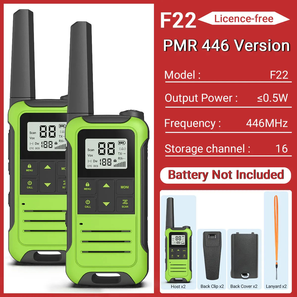 2pcs Baofeng F22 PMR446 FRS Mini Communication Radio Profesional Walkie Talkies Two Way Radio Transceiver For Restaurants