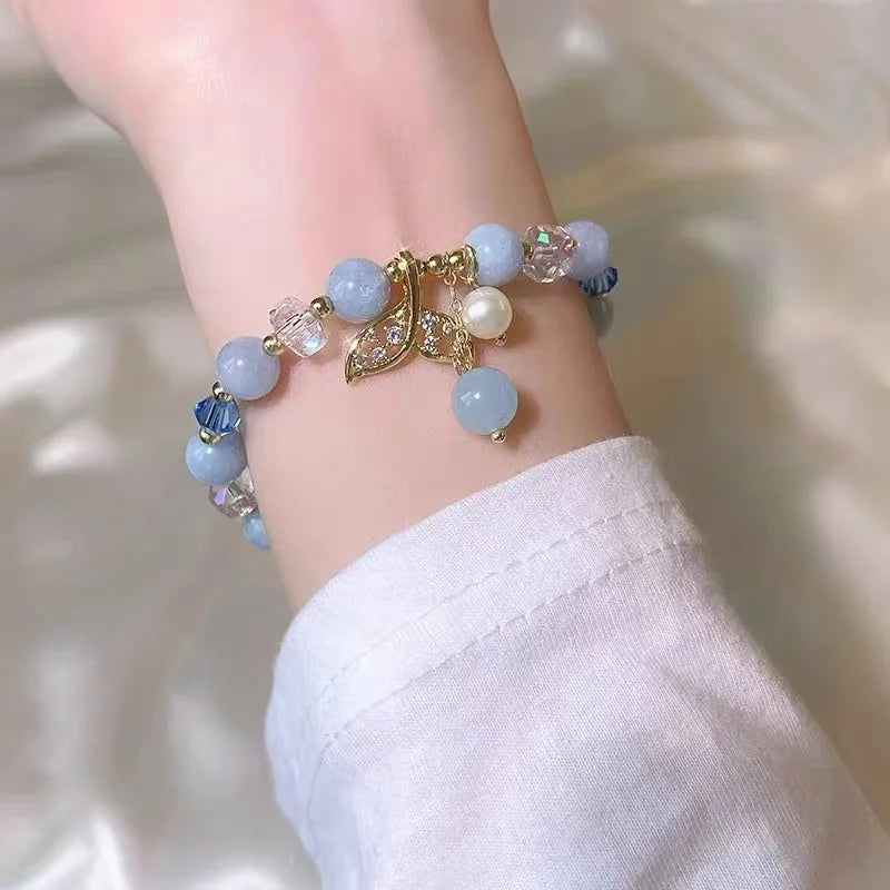 Blue stone Fishtail Forest Charm Bracelet 2023 New Small Fresh Jewelry Girl's Sweet Accessories Party Exquisite Gift For Wman‘s