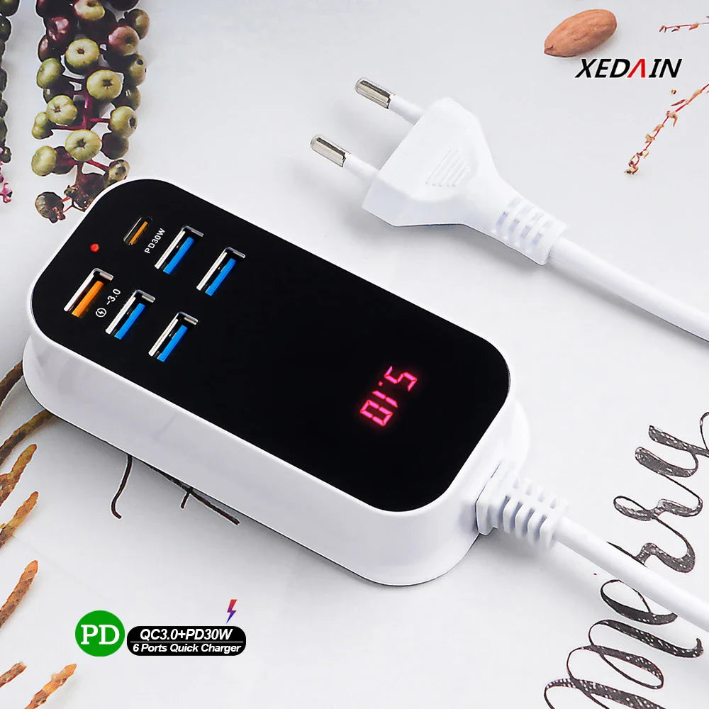 Multiple USB Charger PD 30W Type C Fast Charger Quick Wall Chargers Power Adapter 3.0 Charger UK EU US Plug Mobile Phone Charger