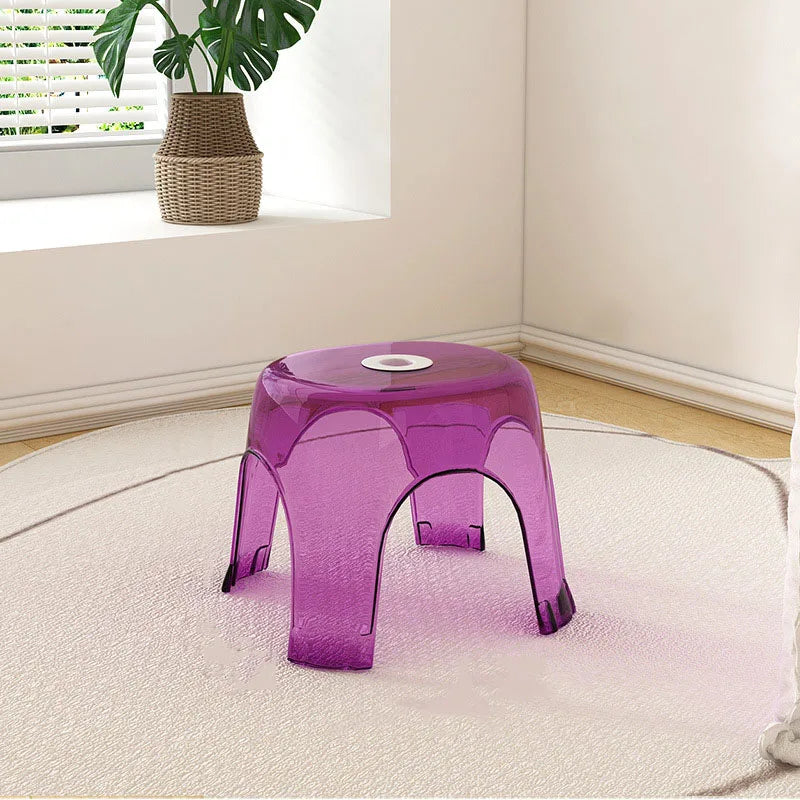 Household Living Room Tea Table Transparent Low Stool Shoes Stool Sofafoot Net Red Backless Chair Bathroom Shower Plastic Stool