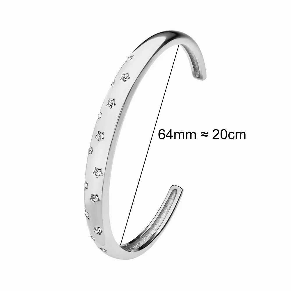 Waterproof Luxury Colorful Cubic Zirconia Bangles Stainless Steel Open Bracelet Bangle 18k Plated Fashion Jewelry Women