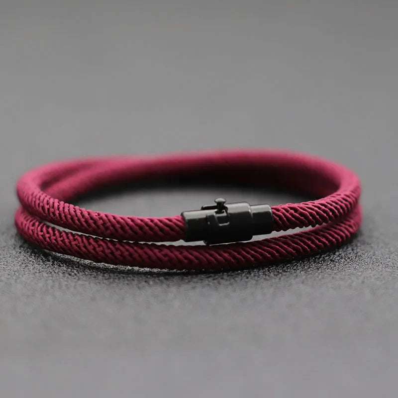 New Minimalist Men Rope Bracelet Double Layer Survival Braclet Homme Accessories Boyfriend Gift Magnet Buckle Pulsera Hombre