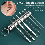 6PCS Stainless Steel Earpick Ear Cleaner Spoon Wax Removal Tool  Ear Spoon Care for Baby Adults Ear Care Set