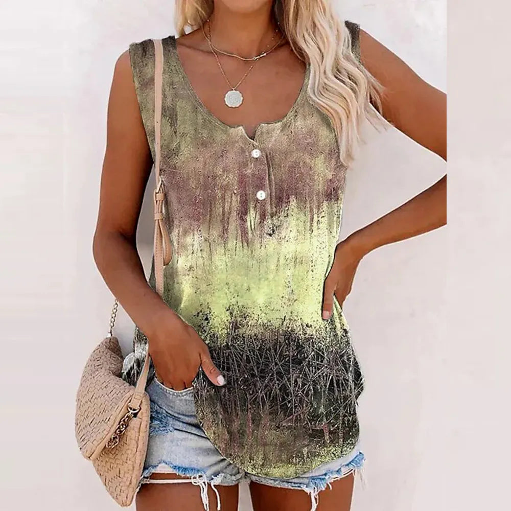 Women Sleeveless Printed Vest Tank Tops Ladies Summer Casual Loose T-Shirt Daily Clothing For Female Plus Size Oversized 2023