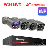 Techage 8CH 5MP 8MP Security Camera System 4K HD POE NVR Kit Two Way Audio Face Detect Outdoor Video Surveillance IP Camera Set