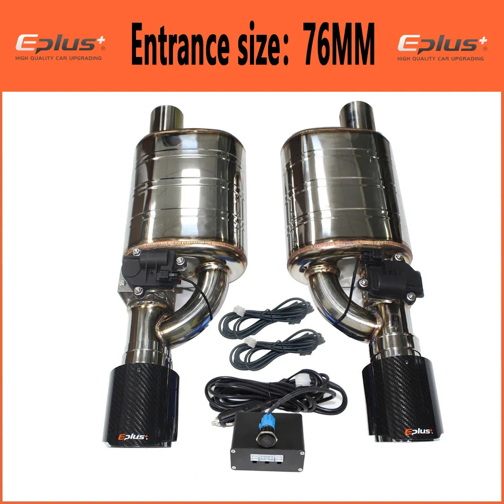 EPLUS 1 Pair 2pcs Car Exhaust System Electric Valve Control Exhaust Pipe Kit Adjustable Valve Angle Silencer Stainless Universal