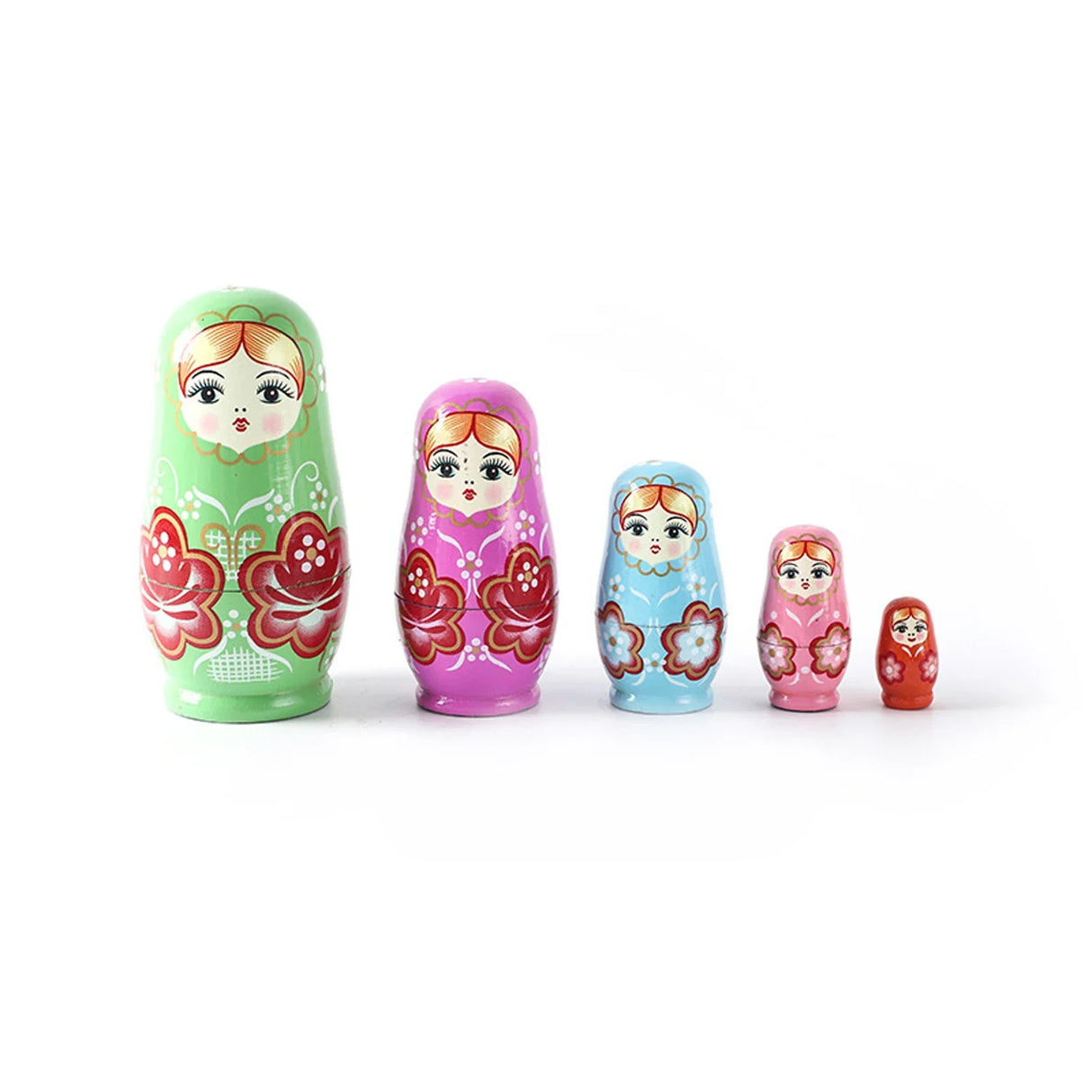 5PCS Matryoshka Dolls Nesting Dolls Cute Wood Russian Montessori Nesting Doll DIY Paint Skill Training Children Christmas Gift