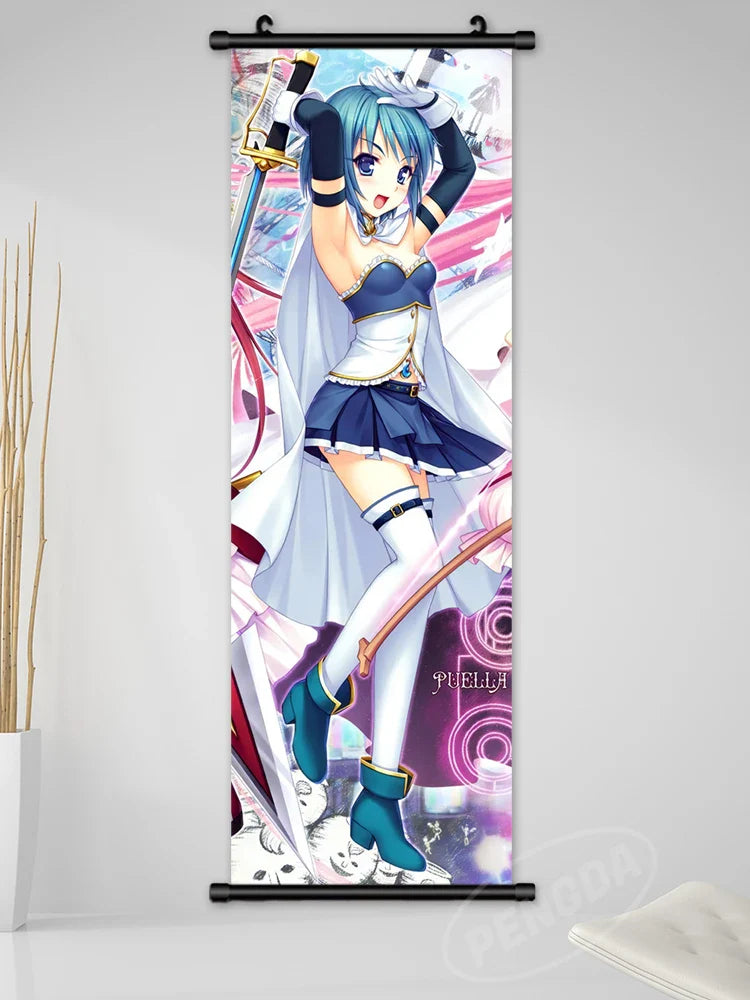 Wall Art Puella Magi Madoka Magica Pictures Anime Poster Scroll Akemi Homura Hanging Tomoe Mami Painting Canvas Print Home Decor