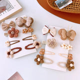 Wool Baby Girl Hairpins Princess Bows Kids Hair Accessories Flower Bunny Autumn Winter Baby Hair Clips Infant Headwear 8Pcs/Set