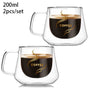 YWDL 200ml Double Wall Glass Coffee Mug Heat-resistant Espresso Cup Thermo Insulated Cup For Latte Cappuccino Tea Drinkware Set