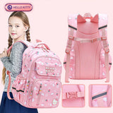 Sanrioed Hello kitty Schoolbag Cartoon Strawberry Kitty Cat Bags Burden Alleviation Protect Spine Waterproof Anti Lost Backpack