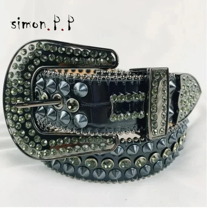 Rhinestone Belts for Women Luxury Diamond Strap Cowgirl Cowboy Bling Crystal Pin Buckle Studded Mens Belts