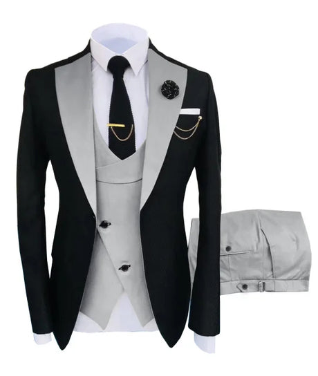 New Costume Slim Fit Men Suits Slim Fit Business Suits Groom Black Tuxedos for Formal Wedding Suits Jacket Pant Vest 3 Pieces