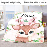 Custom Name Blanket Kawaii Baby Girl Boy Kids Personalized Blankets Cartoon Animal Cute Soft Flannel Throw Blanket Birthday Gift