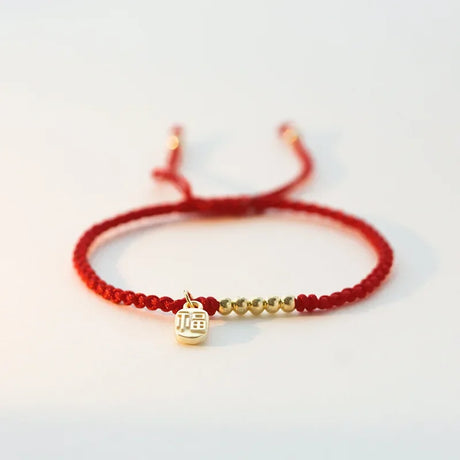 Small Gold Color Titanium Beads Red Thread Woven Braid Couple Bracelets Anklets for Women Men Fashion Jewelry YBR687