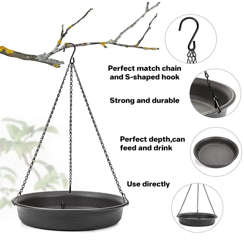 Hanging Bird Feeder Outdoor Bath Tray Plastic Bird Water Drinker Outdoor Feeder Garden Yard Decoration Bird Feeder  Pet Supplies