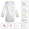 NEEDY GIRL OVERDOSE KAngel Cosplay Costume Lolita Shoes Coat Skirt Uniform Wig Hallowmas COS Laser Color Skirts Ribbon Wig