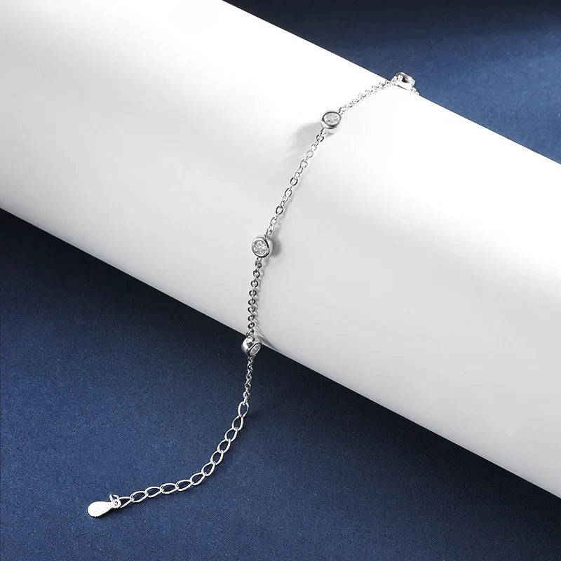 TBCYD 3mm 0.5cttw D Color VVS1 Moissanite Bracelet For Women 925 Sterling Silver Diamond Round Bubble Hand Chain Jewelry Gifts