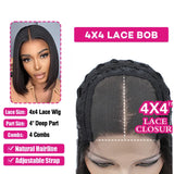 Wear Go Glueless Wig Short Bob Wig Straight 13x4 Lace Front Wig Human Hair Wigs Pre Plucked Front Wig Brazilian Lace Wigs