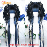 MEIFAN Synthetic Long Straight Lolita Wig with Bangs Wig Girl Cute Mixed Black Red Blonde Cosplay Party Halloween Harajuku Wig