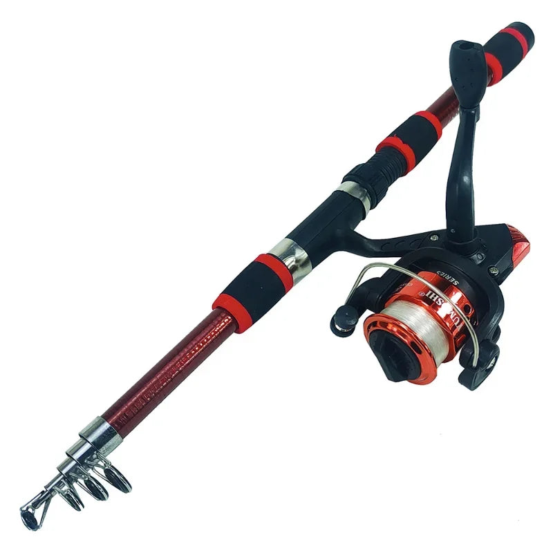 Spinning Fishing Rod and Reel Combo1.8M Telescopic Rod with 5.2:1 3BB Fishign Reel Max Drag 5kg Full Fishing Kit