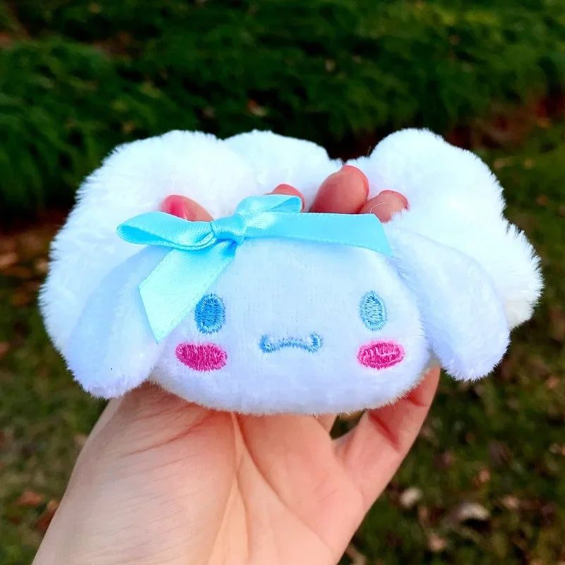 Kawaii Lolita Hairpin Cinnamoroll Sanrio Plush Cartoon Cute Hair Tie Bow Headwear Rubber Band Girls Jk Hair Ring Head Rope