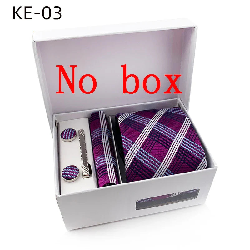 Luxury Tie Set Gift Box For Men Wedding Jacquard Necktie Square Clip Cufflinks Handkerchief Brezo Pour Teal Tie