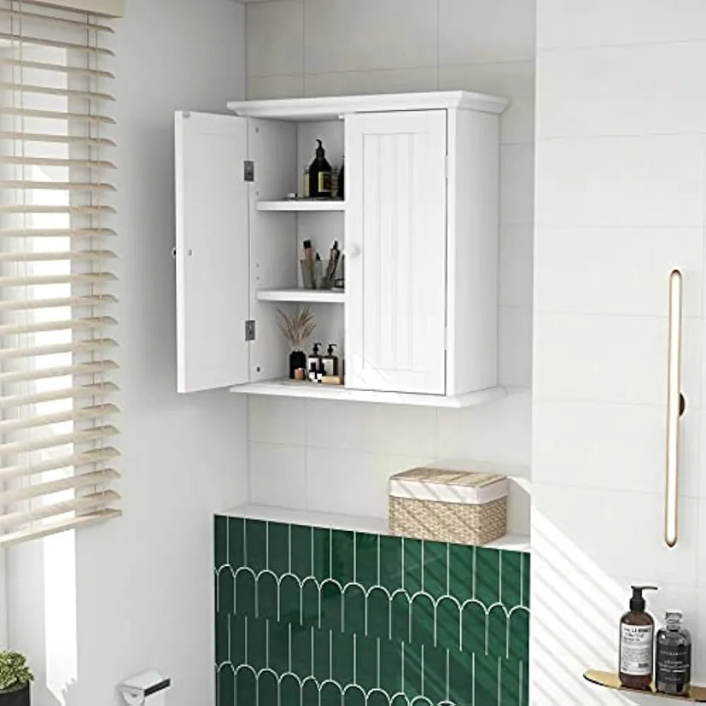 Bathroom Wall Cabinet,Over The Toilet Space Saver Storage Cabinet, Medicine Cabinet with 2 Door and Adjustable Shelves, Cupboard