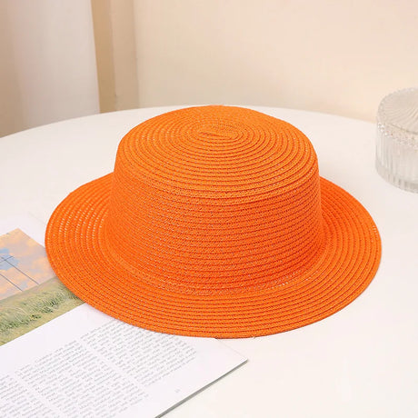 Summer Fashion Versatile Men's Women's Straw Hat Flat Top Fashion Sunscreen Foldable Fedora Beach Tourism Straw Hat Children