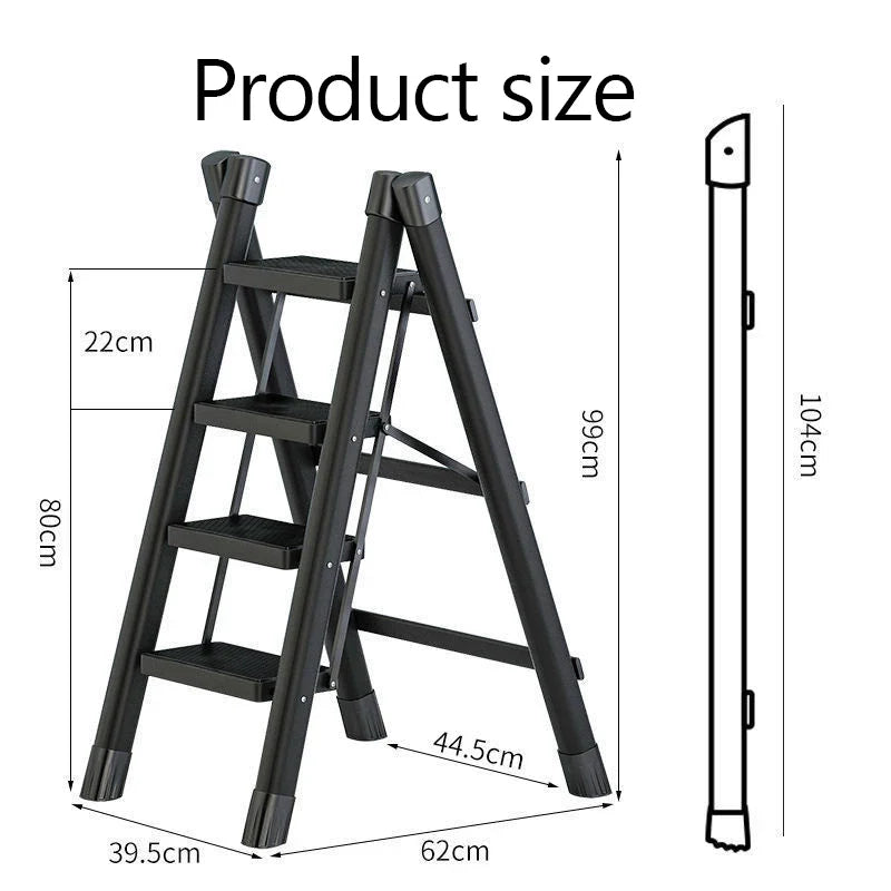 Thickened Metal Folding Ladder Multifunction Household Ladder Stool 4-Stage Ladders Stable Structure Step Stool Potting Shelf