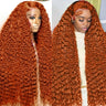 Le Mythe Orange Ginger 13x6 HD Transparent Deep Wave Lace Frontal Human Hair Wig 30 40 Inch 13x4 Lace Front Wigs For Women