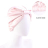 Women Stretch Silk Imitation Nightcap Fashion Color Contrast Knotted Headband Hat Double-layer Hair Care Hat Cancer Chemo Cap