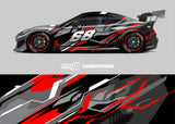 Full Body Racing Graphic Decal Vinyl Wrap Modern Design Red Retro Car Full Wrap Sticker Decorative Car Decal 300*60cm