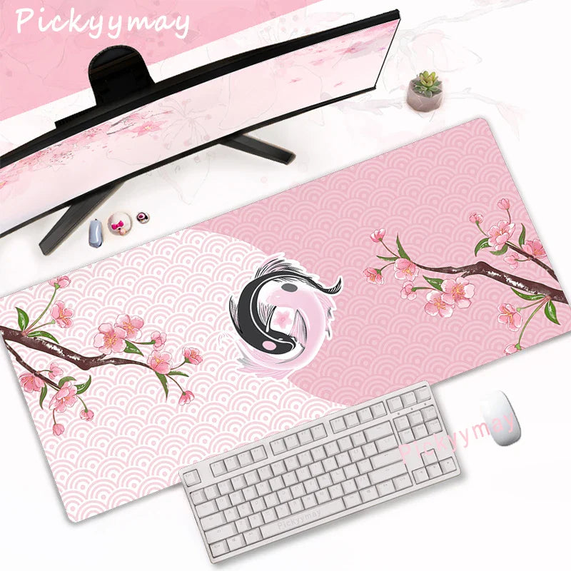 Pink Cherry Blossoms Mousepad Home Computer Table Large Pc Mouse Pad Art Sakura Keyboard Mause Rug Desk Mat Office Accessories