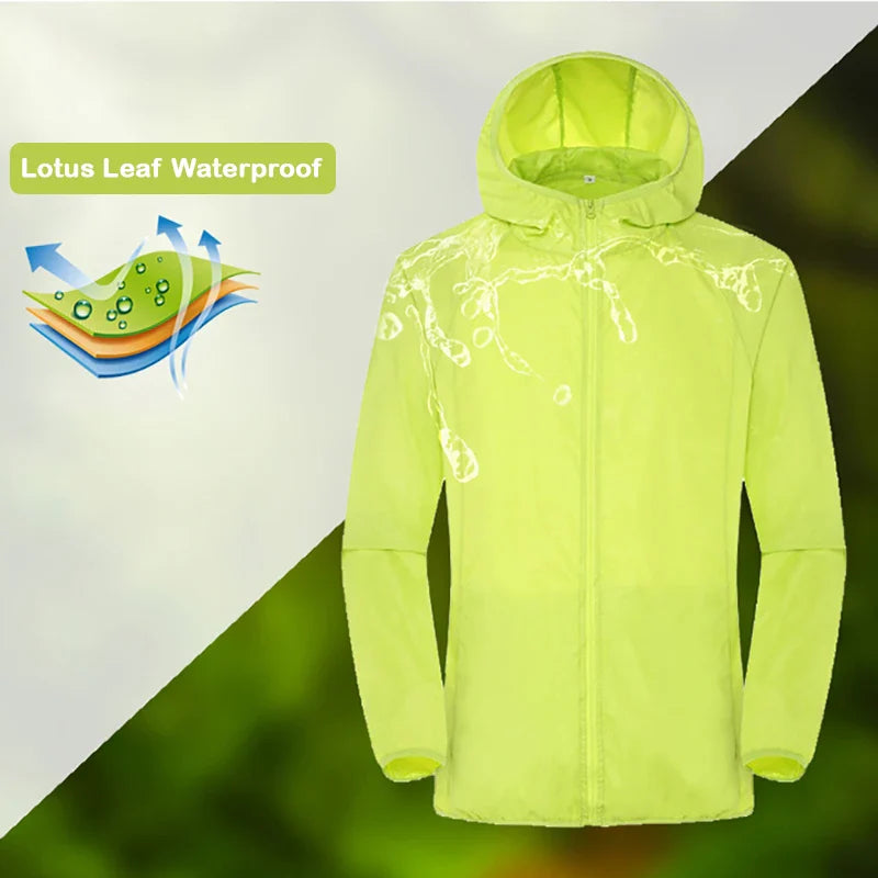 Camping Rain Jacket Men Women Waterproof Sun Protection Clothing Fishing Hunting Clothes Quick Dry Skin Windbreaker Anti UV Coat