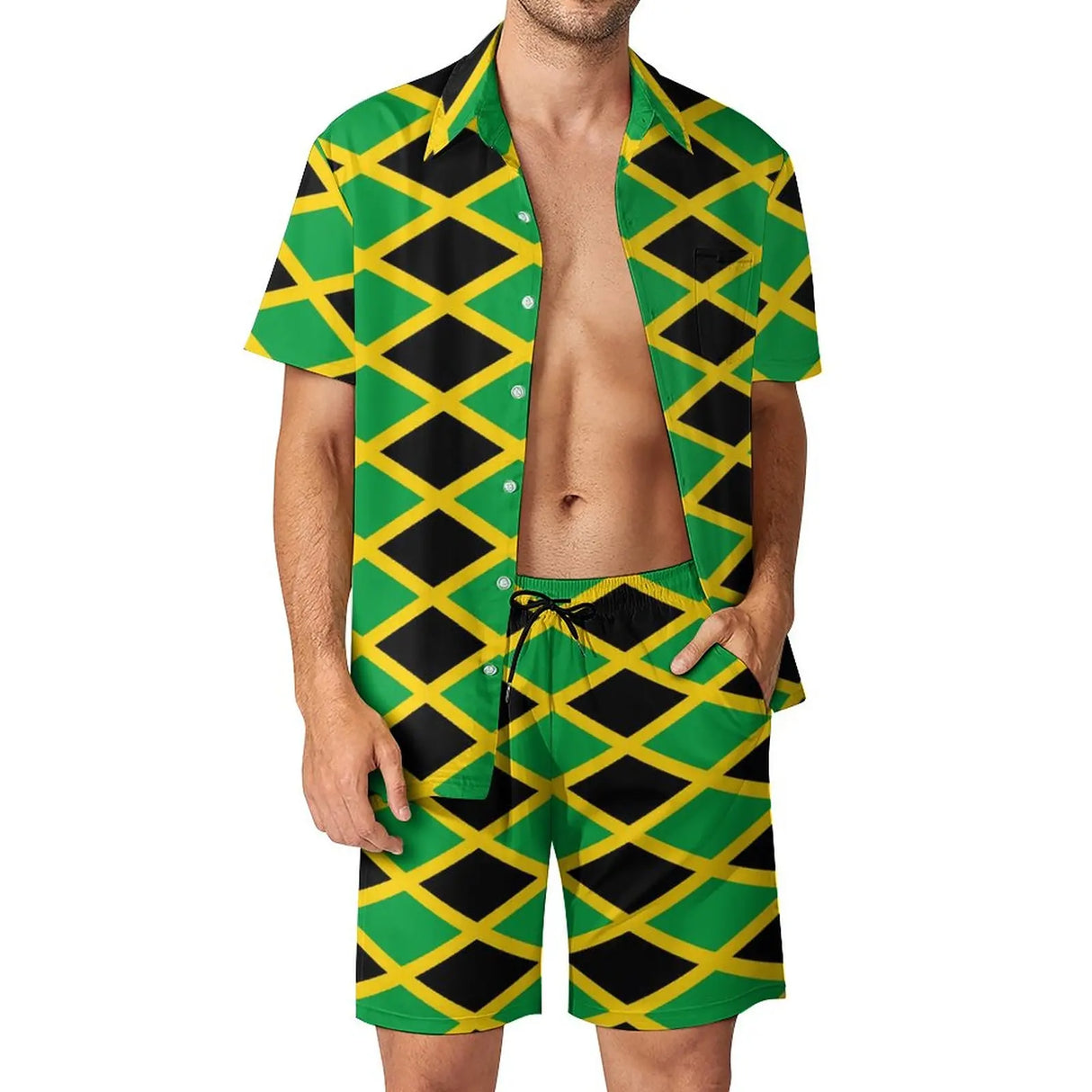 Jamaican Flag Men Sets Jamaica Cushion Aesthetic Casual Shirt Set Short-Sleeve Design Shorts Summer Vacation Suit Plus Size 3XL