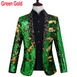 Shiny Green Sequins Bling Glitter Blazer Men 2023 Shawl Collar One Button Tuxedo Suits&Blazer Mens Wedding Party Stage Costumes