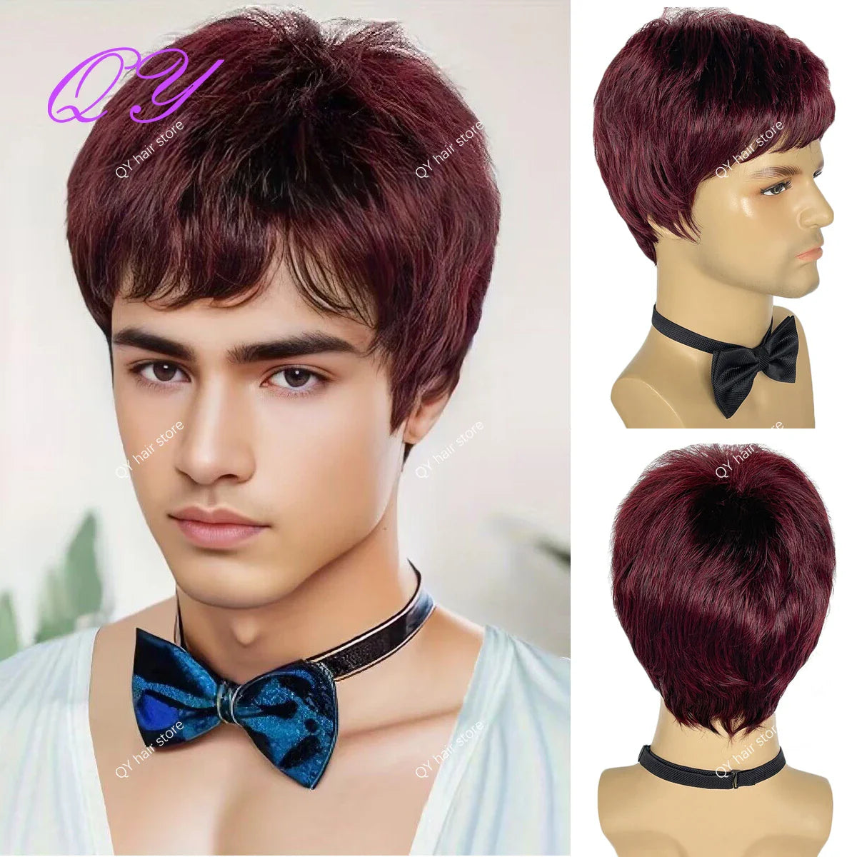 Synthetic Man Wigs  Black Short Curly For Men Wigs With High Temperature Fiber Daily Wear Curl Fashion Hairstyle Male Wig