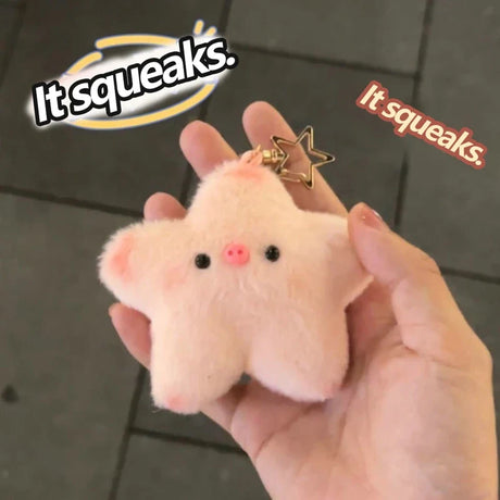 Cute Stars Plush Toy Doll Keychain Funny Squeak Plush Toy Keychain Fluffy Soft Stuffed Toy Bag Pendant Charms Gift For Friends