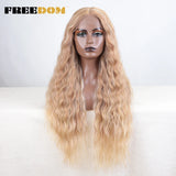 FREEDOM Synthetic Lace Wig Long Deep Wavy Ombre Blonde Ginger Lace Wigs For Black Women Heat Resistant Cosplay Wigs